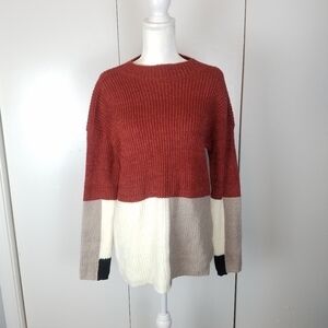 C'isa color block crew neck long sweater